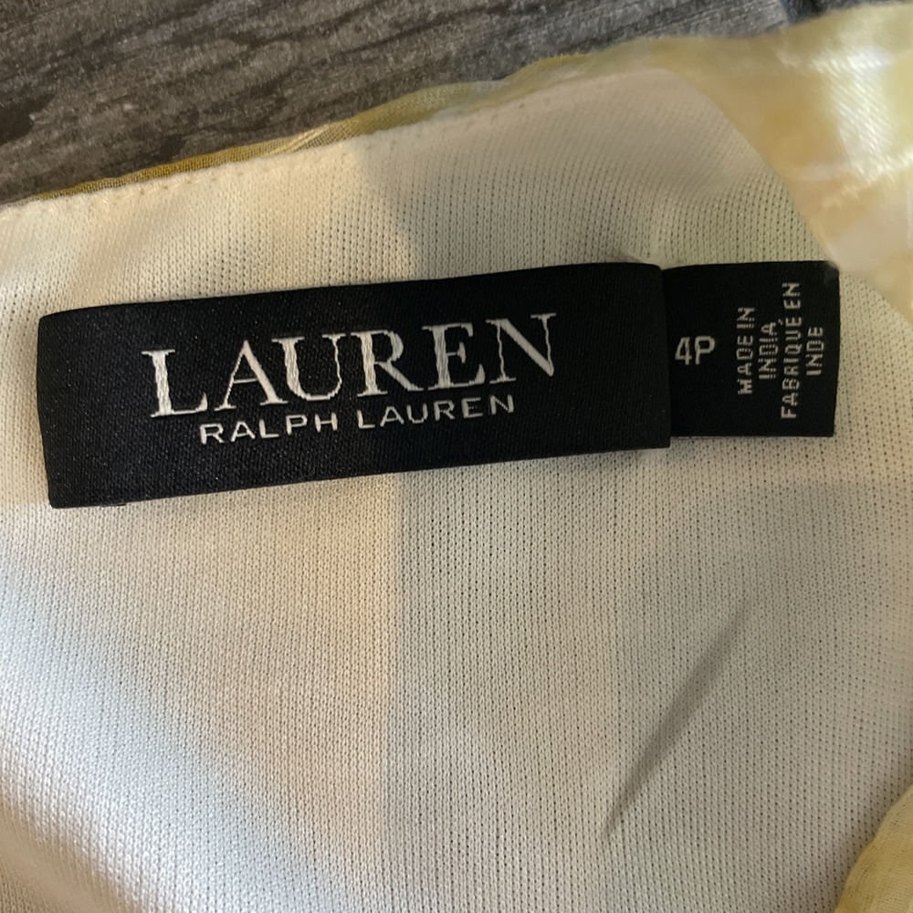 Lauren Ralph Lauren Black Label Yellow & White Sheer Smock Dress Tiered Slvls 4P - Picture 5 of 10
